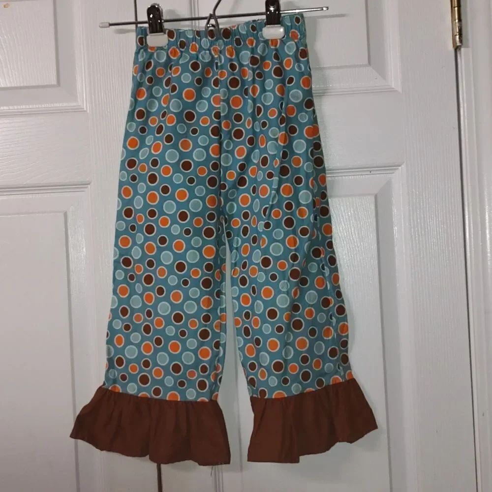 Turtle and Pumpkin polka dot ruffle wide leg fall pants Sz 6